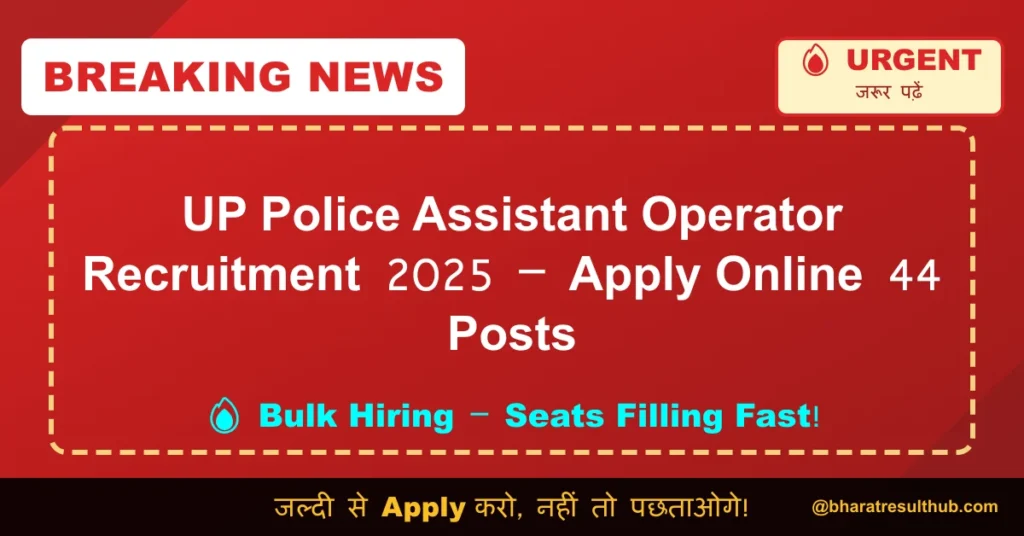 UP Police Assistant Operator Recruitment 2025 – Apply Online 44 Posts