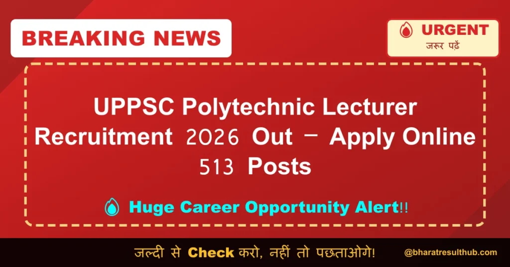 UPPSC Polytechnic Lecturer Recruitment 2026 Out – Apply Online 513 Posts