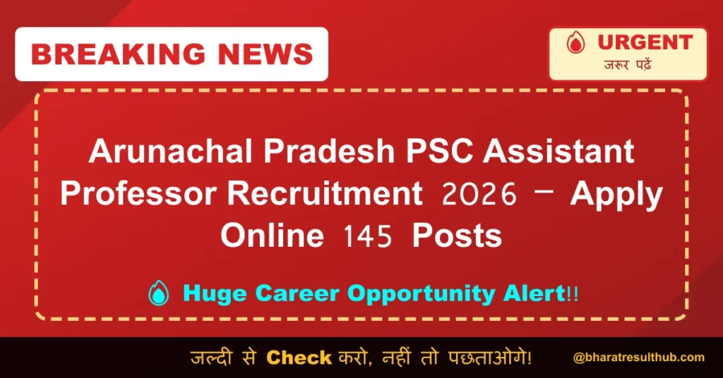 Arunachal Pradesh PSC Assistant Professor Recruitment 2026 – Apply Online 145 Posts