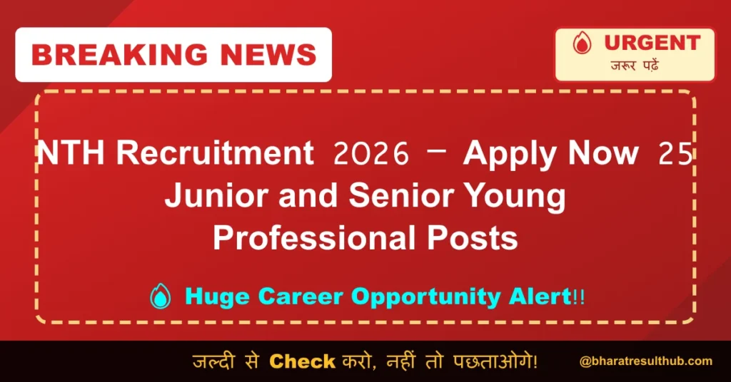 NTH Recruitment 2026 – Apply Now 25 Junior and Senior Young Professional Posts