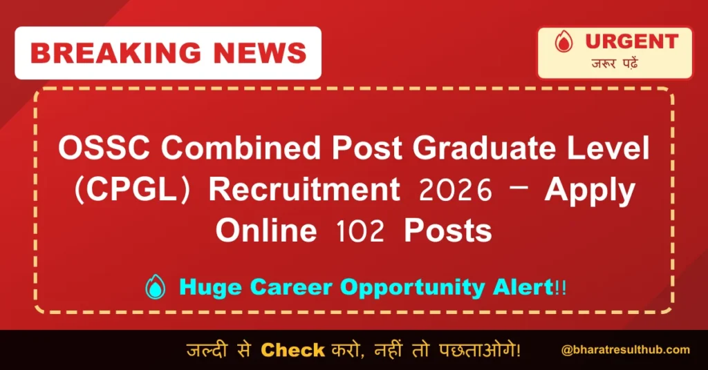 OSSC Combined Post Graduate Level (CPGL) Recruitment 2026 – Apply Online 102 Posts