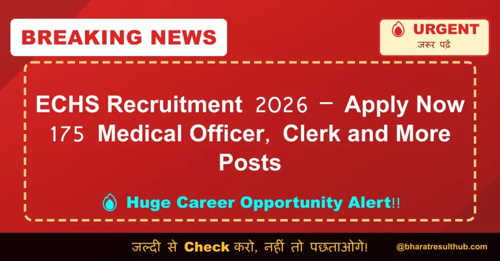 ECHS Recruitment 2026 – Apply Now 175 Medical Officer, Clerk and More Posts
