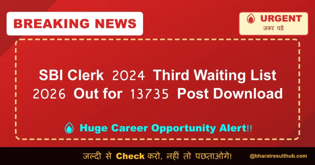 SBI Clerk 2024 Third Waiting List 2026 Out for 13735 Post Download
