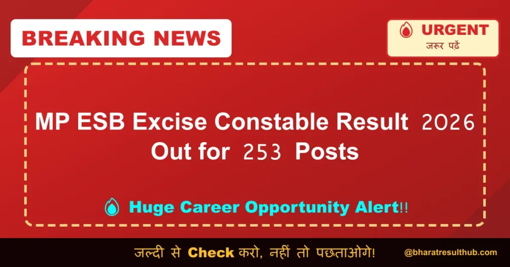 MP ESB Excise Constable Result 2026 Out for 253 Posts