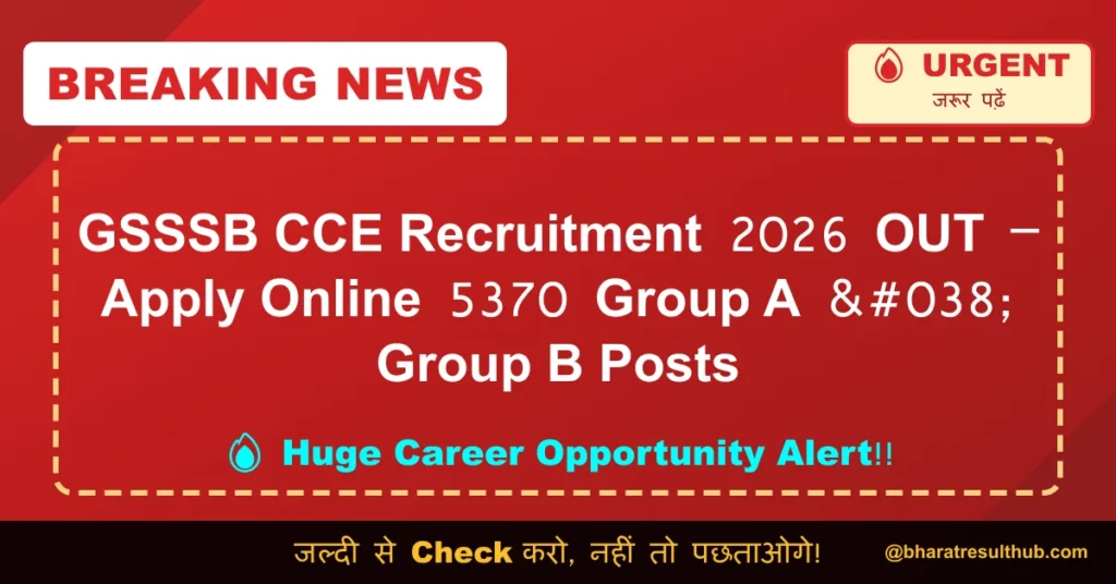 GSSSB CCE Recruitment 2026 OUT – Apply Online 5370 Group A & Group B Posts