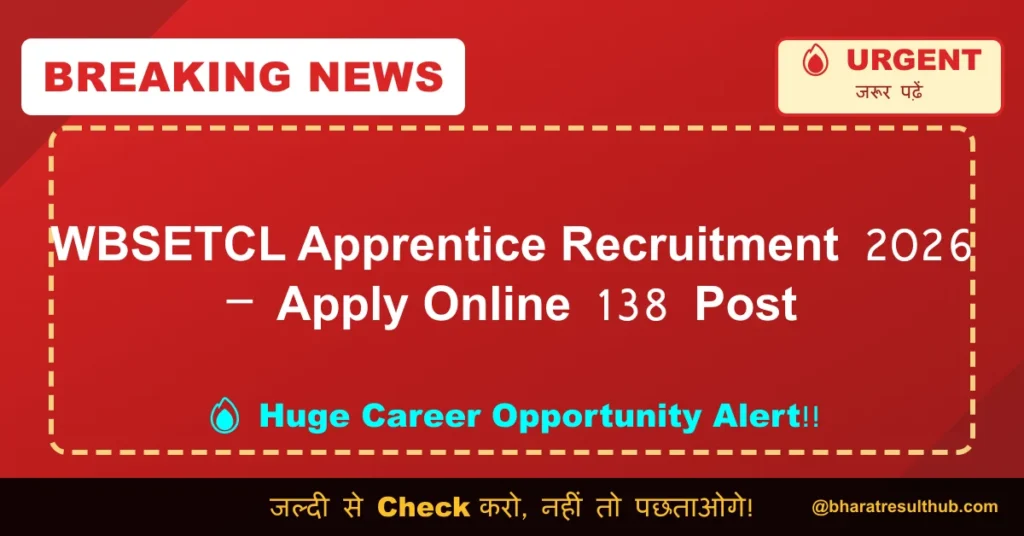 WBSETCL Apprentice Recruitment 2026 – Apply Online 138 Post
