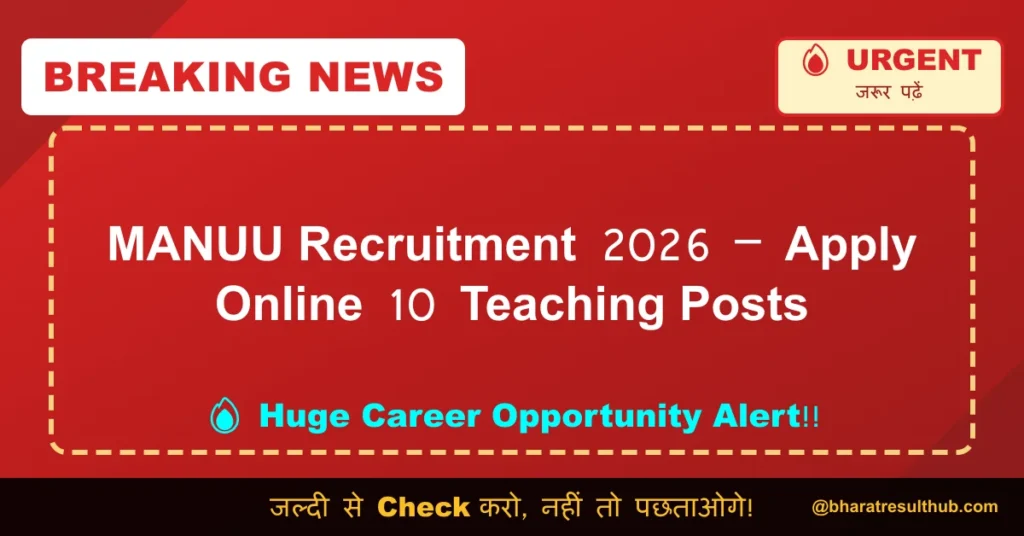 MANUU Recruitment 2026 – Apply Online 10 Teaching Posts