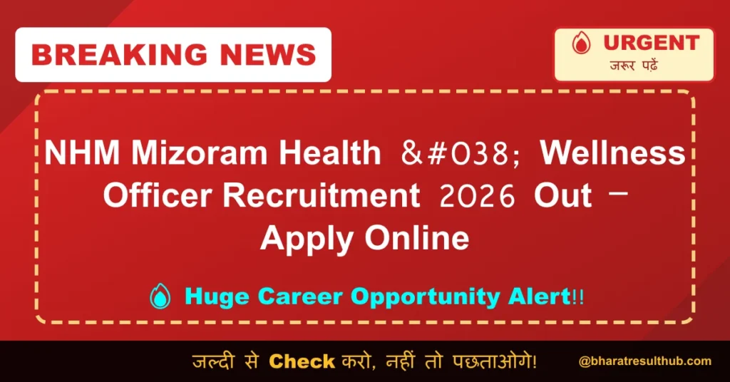 NHM Mizoram Health & Wellness Officer Recruitment 2026 Out – Apply Online